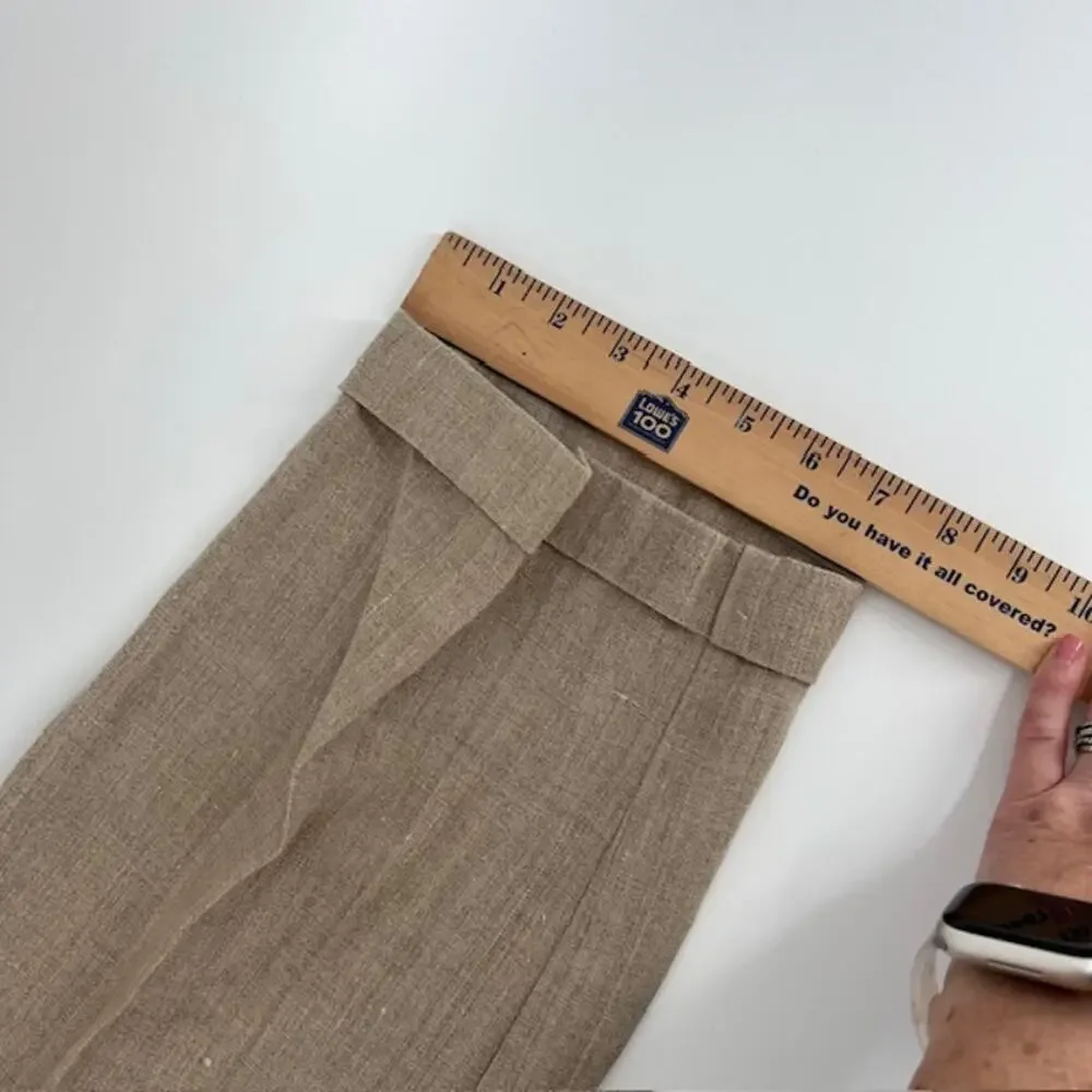CHAPS Ralph Lauren 100% Linen Chino Pants Mens 33x30 Cuffed Tan PreppyBreathable